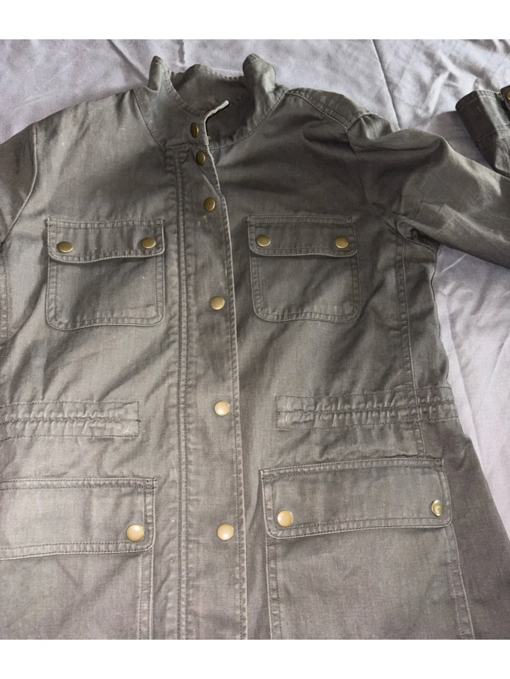 J Crew Jacket Women's Size S Downtown Field Waxed Cotton Army Green Coat Jacket